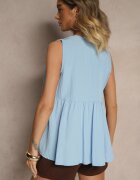 new collection Bluză Albastru deschis din viscoză cu baskincă legată la decolteu Davienne