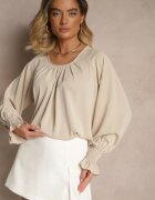 new collection Bluză Bej Decorată cu încrețituri Emirana