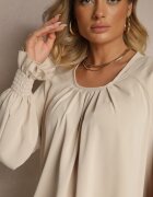 new collection Bluză Bej Decorată cu încrețituri Emirana
