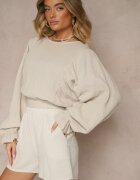 new collection Bluză Bej Din bumbac Croială liliac Cu legătură