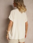 new collection Bluză Bej Oversize din Vâscoză cu croi tip liliac cu Decolteu în V Davithiel