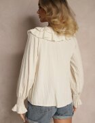 new collection Bluză Bej Rustic din Viscoză cu Decolteu în V și Volane Lislimi