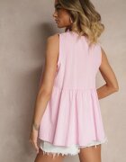new collection Bluză Roz cu viscoză cu bască legată la decolteu Davienne