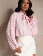 new collection Bluză Roz Decorată cu legătură și Mâneci Plisate Jenowena