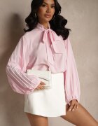 new collection Bluză Roz Decorată cu legătură și Mâneci Plisate Jenowena