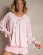new collection Bluză Roză Ornată cu încrețituri Emirana