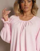 new collection Bluză Roză Ornată cu încrețituri Emirana
