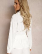 new collection Cămașă Albă cu Talie încrețită și Nasturi Decorativi Dapnelli