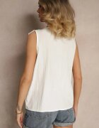 new collection Cămașă Albă din Viscoză fără Mâneci cu Volane la Decolteul în V Millimia