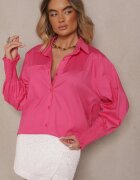 new collection Cămașă Fucsia din Bumbac Decorată cu Volane și Încrețituri Liorale