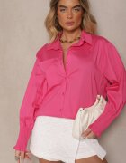 new collection Cămașă Fucsia din Bumbac Decorată cu Volane și Încrețituri Liorale