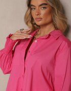 new collection Cămașă Fucsia din Bumbac Decorată cu Volane și Încrețituri Liorale