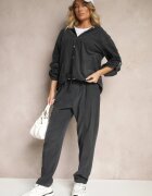 new collection Cămașă Gri închis din Bumbac cu Mâneci Ajustabile și Glugă Terresia
