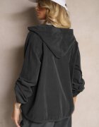 new collection Cămașă Gri închis din Bumbac cu Mâneci Ajustabile și Glugă Terresia