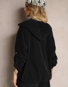 new collection Cămașă Neagră din bumbac cu croială lejeră cu glugă și bordură elastică Felanira