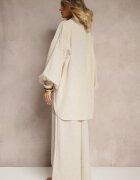 new collection Compleu Bej Cămașă cu mâneci bufante și Pantaloni cu croi larg Stelima