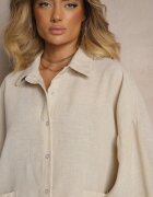 new collection Compleu Bej Cămașă cu mâneci bufante și Pantaloni cu croi larg Stelima