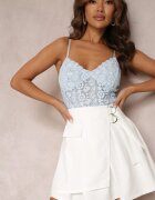 new collection Fustă Albă petrecută mini stil cargo cu curele Eire