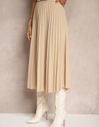new collection Fustă Bej Plisată cu elastic în talie și ornament cu inimi Pearlis