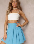 new collection Fustă Cloș Mini cu Pliuri Albastră Plainnet