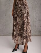new collection Fustă neregulată cu imprimeu leopard din șifon de vâscoză Ceritellia Bej