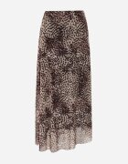 new collection Fustă neregulată cu imprimeu leopard din șifon de vâscoză Ceritellia Bej