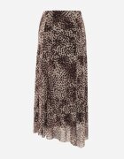 new collection Fustă neregulată cu imprimeu leopard din șifon de vâscoză Ceritellia Bej