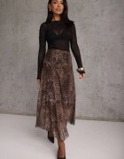 new collection Fustă neregulată cu imprimeu leopard din șifon de vâscoză Ceritellia Maro