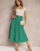 new collection Fustă Plisată Verde închis cu elastic în talie și cu inimioare Pearlis