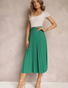 new collection Fustă Plisată Verde închis cu elastic în talie și cu inimioare Pearlis
