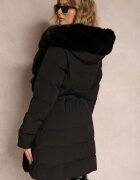new collection Geacă neagră matlasată cu blană Kove
