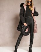 new collection Geacă Neagră Reversibilă cu elastic și Glugă cu Blană Divya