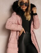 new collection Geacă Neagră Reversibilă cu elastic și Glugă cu Blană Divya