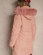 new collection Geacă Roz de iarnă cu cusături matlasate și glugă detașabilă cu blană Jackiala