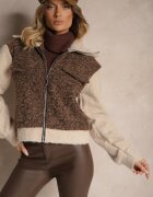 new collection Jachetă Maro De tranziție Boucle cu guler înalt și imitație de buzunare Lilarra