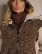 new collection Jachetă Maro De tranziție Boucle cu guler înalt și imitație de buzunare Lilarra