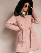 new collection Jachetă roz Reversibilă cu elastic și glugă cu blană Divya