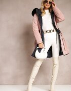new collection Jachetă roz Reversibilă cu elastic și glugă cu blană Divya