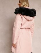 new collection Jachetă roz Reversibilă cu elastic și glugă cu blană Divya