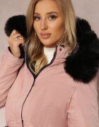 new collection Jachetă roz Reversibilă cu elastic și glugă cu blană Divya