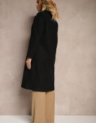 new collection Palton lung negru cu nasturi bijuterii Tudella