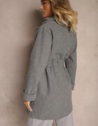 new collection Palton tip halat gri închis cu cordon legat și încrețitură decorativă în talie Pittia