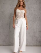 new collection Pantaloni albi largi în stil elegant Hanessame