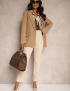 new collection Pantaloni Bej deschis Cigaretă Talie înaltă Molfi