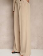 new collection Pantaloni de costum Largi Bej cu viscoză Decorați cu o curea Ellilara