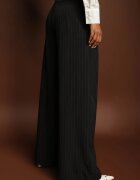 new collection Pantaloni de costum negri largi cu viscoză decorați cu curea Ellilara