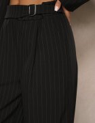 new collection Pantaloni de costum negri largi cu viscoză decorați cu curea Ellilara