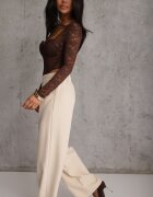 new collection Pantaloni largi bej deschis în stil elegant Hanessame