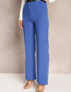 new collection Pantaloni Largi Bleumarin cu Talie Înaltă și Curea cu Cataramă Decorativă Lilura