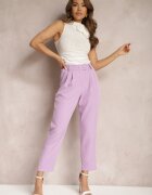 new collection Pantaloni Violet țigaretă cu Nasturi și Talie Elastică Gelarine
